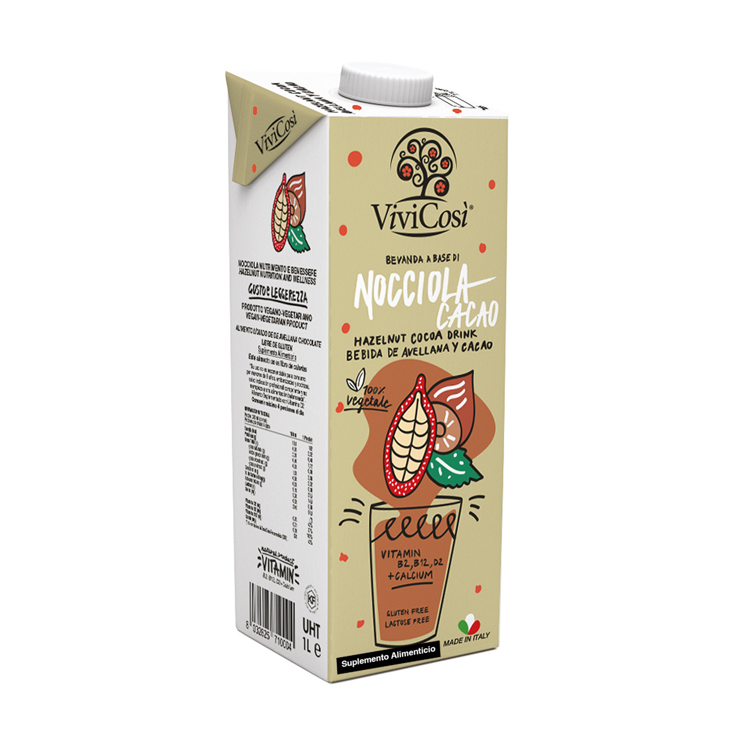 BEBIDA VEGETAL DE AVELLANA CHOCOLATE LIBRE DE GLUTEN 1L