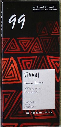 CHOCOLATE AMARGO PANAMÁ 99% CACAO ORGÁNICO 80 G.